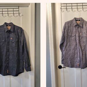 2- Rafter C Pearl Snap Long Sleeve shirts XL 1 Black Paisley , 1 Blue Paisley